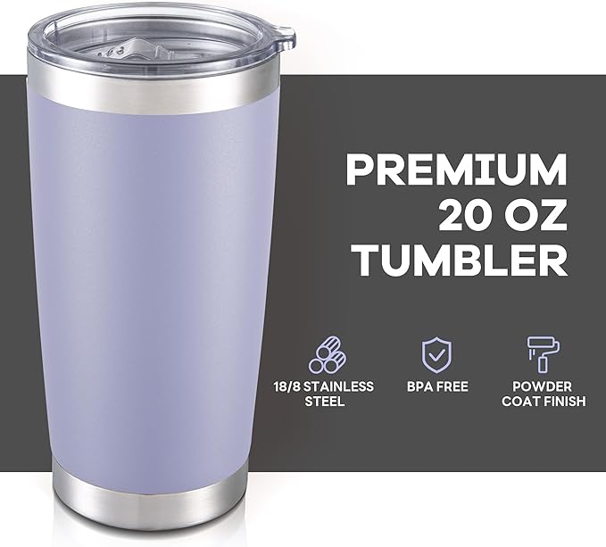 20 oz Tumbler with Lid Stainless Steel Double Wall Vacuum Insulated Tumblers Powder Coated Cups Travel Mug Keep Drinks Cold and Hot, Cosmic Lilac