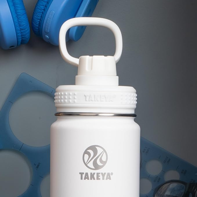 Takeya Actives Water Bottle with Spout Lid - Bottle with Double Stainless Steel Insulation - Dishwasher Safe & BPA-Free - Bottle with Spout Lid & Removable Bumper - 24 oz, Ombre Morning Mist
