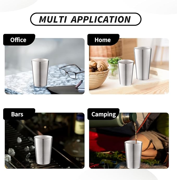 12 Pack 12 oz Stainless Steel Insulated Cup, Double Wall Vacuum Small Metal Cup, Reusable Camping Cups Unbreakable Indoor Outdoor for Party, Home, Office, BBQ, Silver