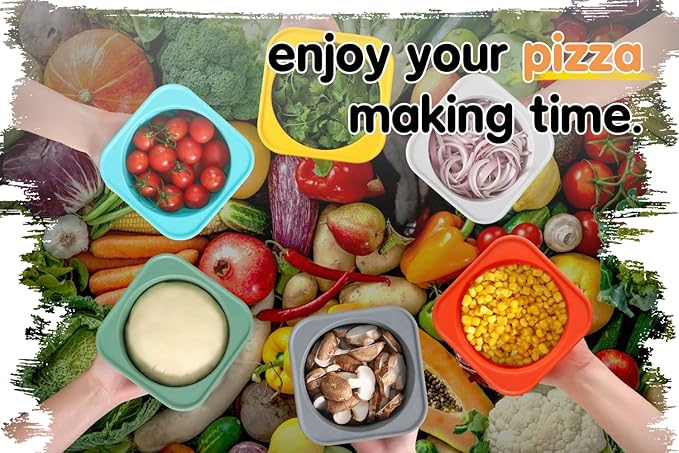 1000ml PLUS Individual Pizza Sourdough Proofing Containers with Air-tight Lids for DIY family Artisan Pizza,Bread,Bagel-Food Grade Silicone -Freezer, Fridge, Dishwasher Safe-2 Pack (Blue)