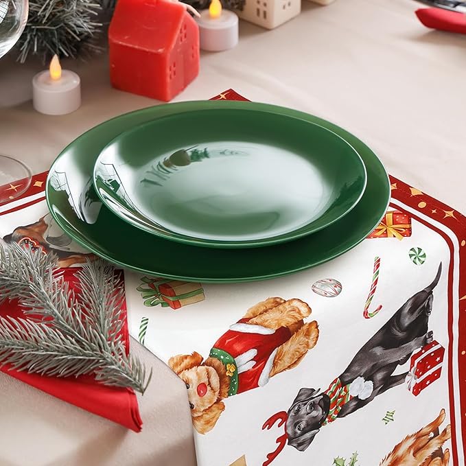 Christmas Dog Napkins, 18×18 Inch Dinner Cloth Napkins Set of 4, Washable Cotton Soft Absorbent Square Table Top Decoration for Dining Kitchen Party Wedding