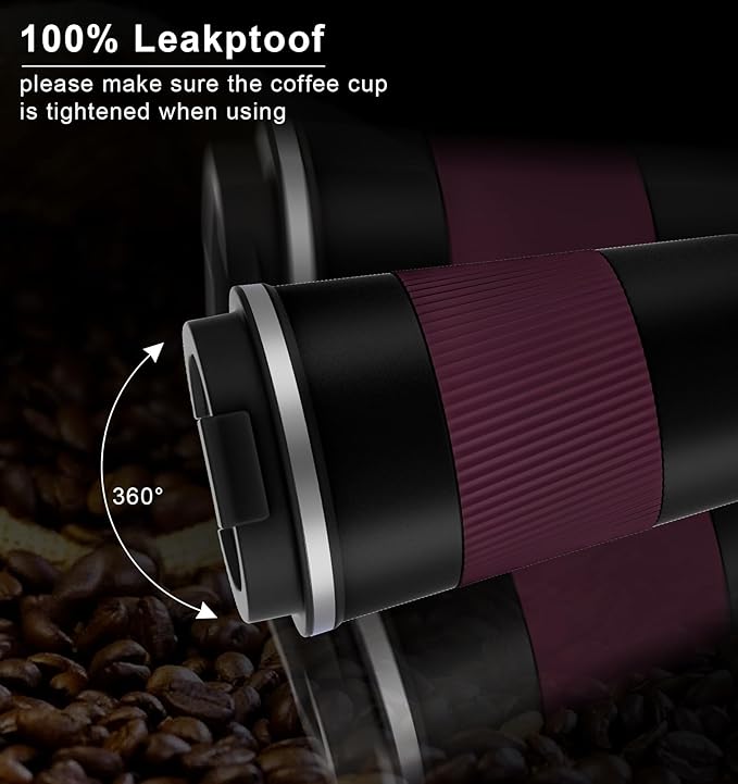 KETIEE Travel Mug 12oz, Insulated Coffee Mug with Leakproof Lid, Travel Coffee Mug Vacuum Stainless Steel Double Walled Reusable Coffee Cup for Hot and Iced Coffee Tea Water