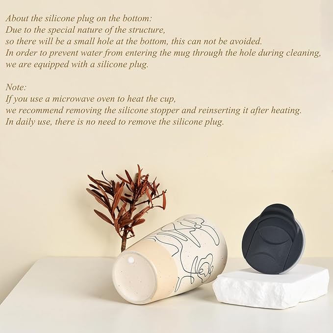 ANTIS'S HOME Ceramic Coffee Mug with Lid, Flower Pattern Double Wall Coffee Travel Mug Ceramic Tumbler 9.64oz, Reusable Tall Cup, Splash Resistant Lid, Dishwasher Microwaveable Safe