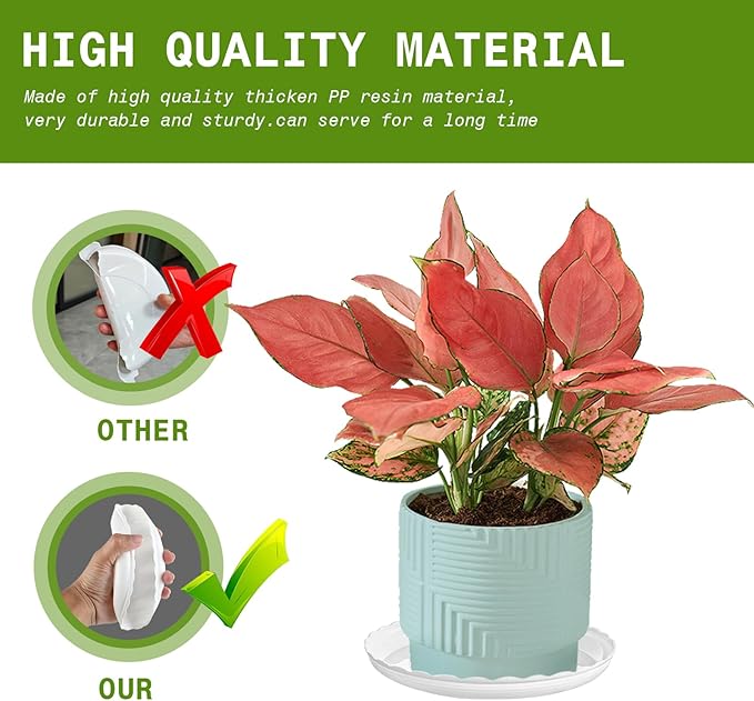 15 Pcs Plastic White Round Wave Plant Saucer,6 Inch/8 Inch/10 Inch,Durable Duty Flower Plant Pot Drip Tray Container for Home Garden Indoor and Out Door Plant