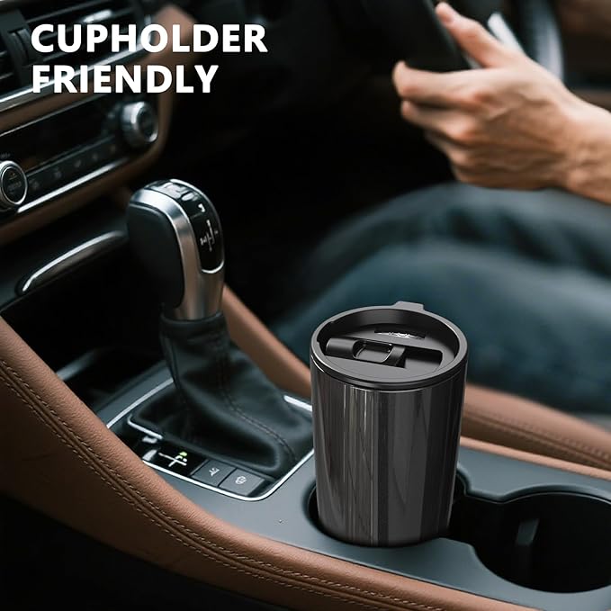 TILUCK 20 oz Tumbler with Leak-Proof Lid, Vacuum Insulated Stainless Steel Coffee Mug, Double-Walled Travel Tumbler for Hot and Cold Drinks(GlitterBlack, 20oz)