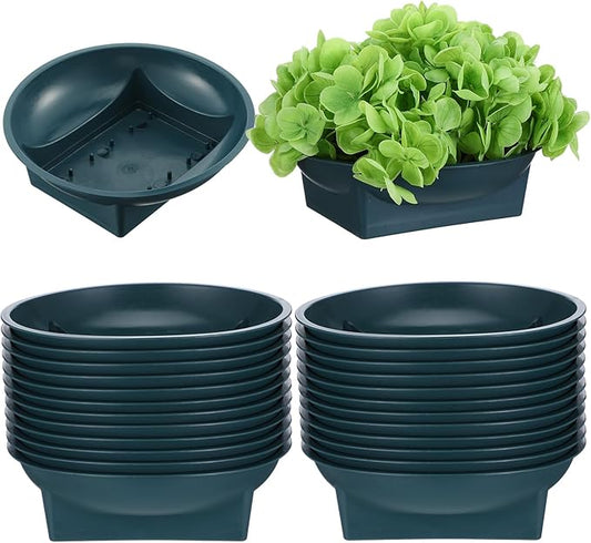 24-Pack Green 6.3 Inch Round Floral Foam Bowls, Floral Arrangement Containers for Centerpieces, DIY Wedding, Party, Home Decor Supplies