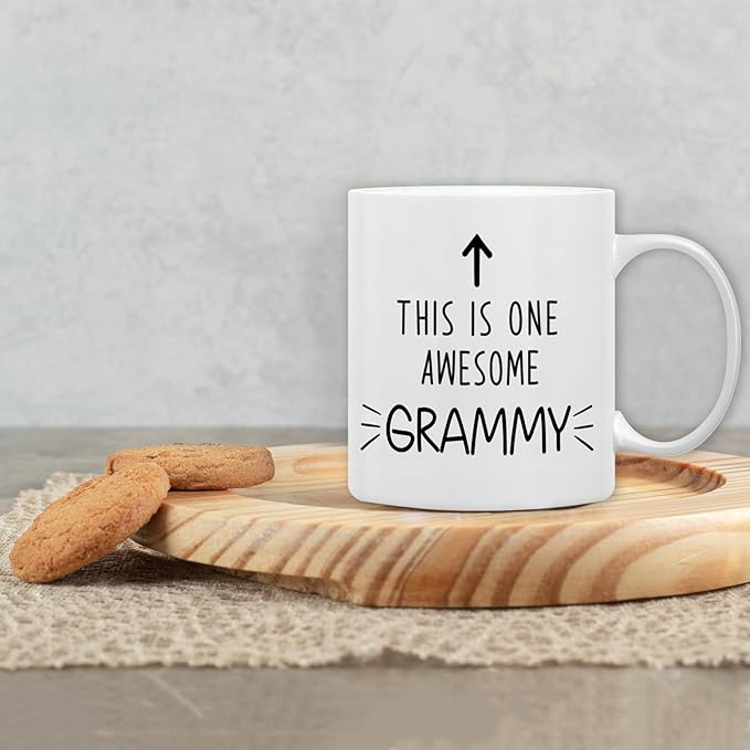 QASHWEY Grammy Gifts Mug, Grammys Grandma Gifts from Grandkids Grandchildren Coffee Mug, Grammie Coffee Mugs Tea Cup Gift for GrandmaGrammy, This is One Awesome Grammy CoffeeCup Ceramic11oz
