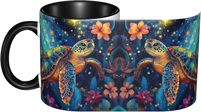 Yrebyou Sea Turtle Coffee Mug Funny Tea Cup Ceramic Mugs 11OZ with Handle Gifts for Women Men Home Office Decor