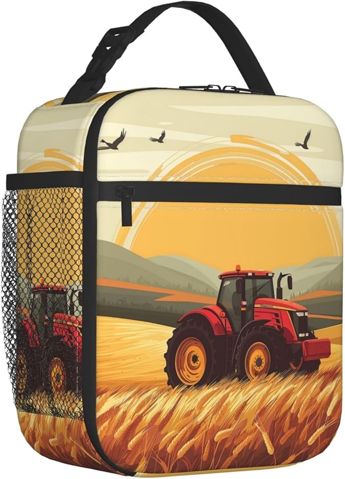 Tractor Lunch Box for Women Men, Insulated Lunch Box Reusable Portable Lunch Bag Cooler Tote Waterproof Lunch Container for Office Picnic Work Travel