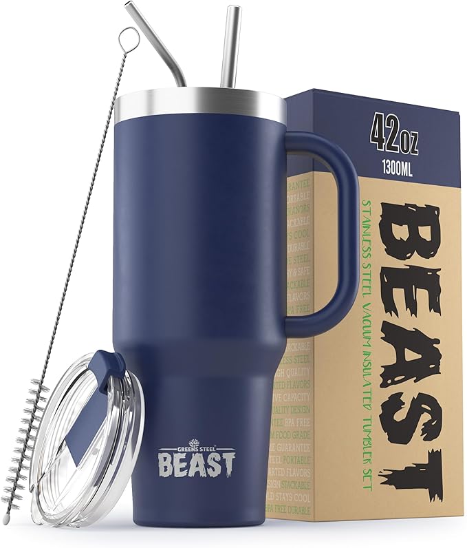 Beast 42 oz Tumbler Stainless Steel Vacuum Insulated Coffee Ice Cup Double Wall Travel Flask (Royal Blue)