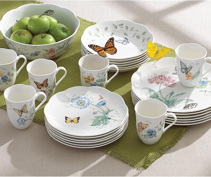 Lenox 6342794 Lenox Butterfly Meadow 18-Piece Dinnerware Set White