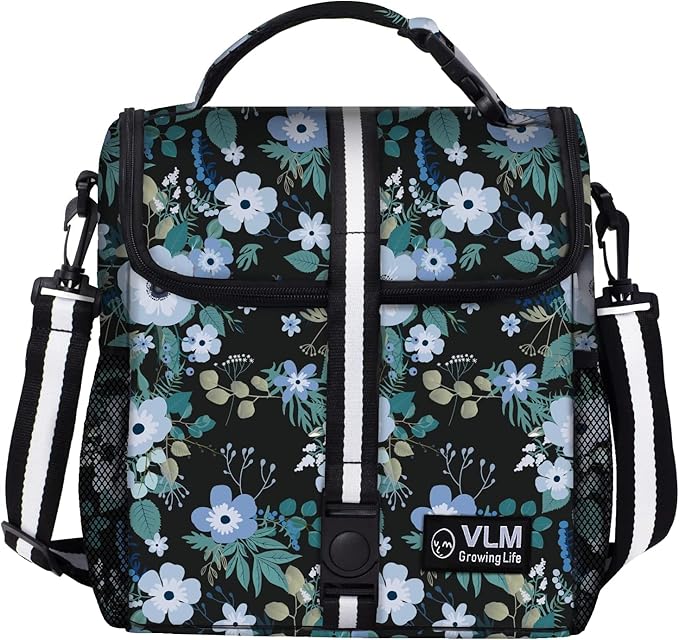 VLM Lunch Box for Women, Insulated Lunch Bag Women with Adjustable Shoulder Strap, Cute Lunch Tote Bag for Work,Picnic,Camping