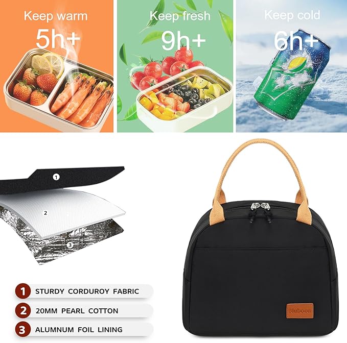 Bluboon Lunch Box for Women Cute Lunch Bag Reusable Insulated Lunch Bags Large Capacity Lunchbox Cooler for Work Picnic or Travel