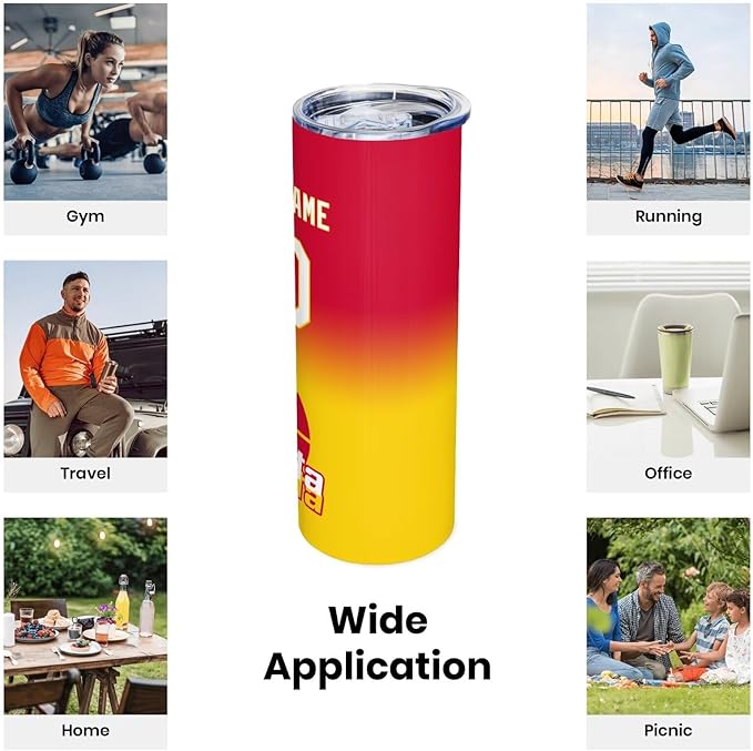 Custom Tumblers Stainless Steel Cup Personalized Basketball Insulation Travel Mug Add Your Name Number 20 oz Fans Gift for Men Women