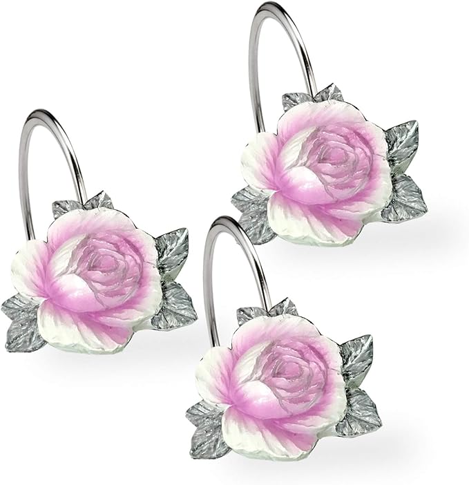 Popular Bath Shower Curtain Hooks, Michelle Collection, Set of 12, Lilac