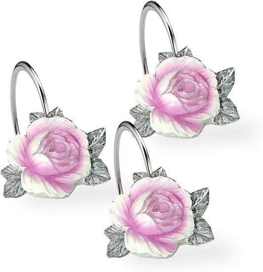 Popular Bath Shower Curtain Hooks, Michelle Collection, Set of 12, Lilac