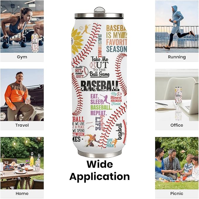 Baseball Tumbler Cup Travel Mug With Lid,Baseball Lover Birthday Gifts Stainless Steel Vacuum Coffee Mug Cup Baseball Gifts For Women Men 17 Oz