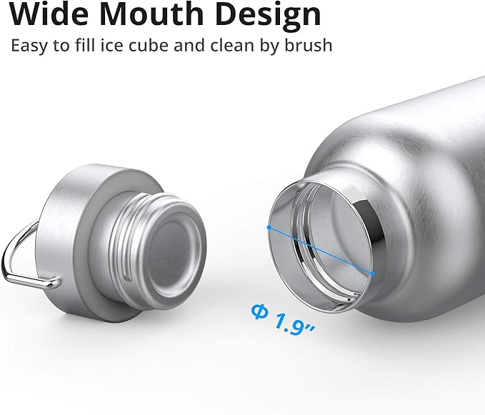 Triple Tree 34OZ Vacuum Insulated Stainless Steel Water Bottle, Double Wall Wide Mouth Lids Keeps beverage Hot or Cold Sweat Proof