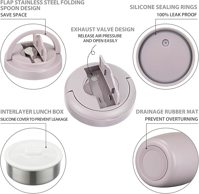 Soup Thermo for Hot Food Adults 32OZ Lunch Containers Wide Mouth Hot Food Jar Vacuum Insulated Stainless Steel Bento Box Leakproof with Spoon (Light Purple)