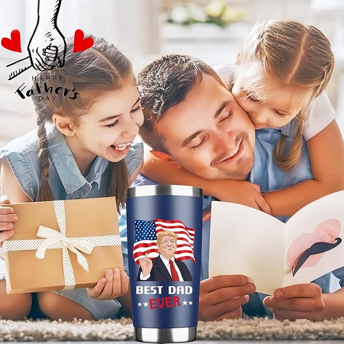 Father's Day Papa Gifts from Daughter, Son, Kids - Dad Gifts from Daughter, Son on Fathers Day, Christmas, Birthday, Best Dad Ever Tumbler 20Oz, Stainless Steel Tumbler