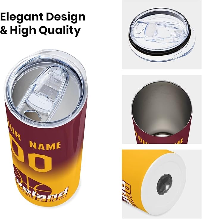 Custom Tumblers Stainless Steel Cup Personalized Basketball Insulation Travel Mug Add Your Name Number 20 oz Fans Gift for Men Women