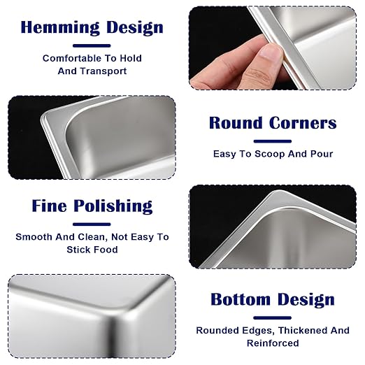 4 Pack Hotel Pans Stainless Steel 1/6 Size 4 Inch Deep Steam Table Pan with Lids, Stackable Commercial Anti-Jam Steam Pans Food Storage Containers for Home, Restaurant, Party, Hotel, Buffet