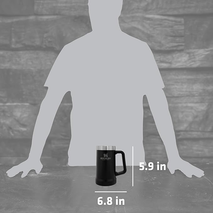 Stanley Stay-Chill Beer Stein 24 oz | Heavy Duty Big Grip Handle | Beer Tumbler Drink Cup, Holds 2 Cans | Insulated Stainless Steel Party Mug | BPA-Free