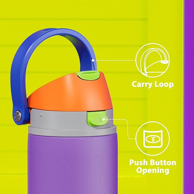 24 oz Insulated Water Bottle for Women: Meoky Stainless Steel Metal Water Bottle with 2-in-1 Straw and Spout Lid - Leak Proof, Cold for 24 Hours, Protective Silicone Base, BPA-Free for School, Violet