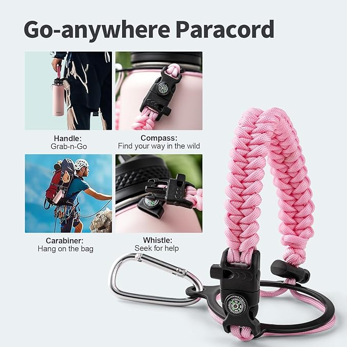 40 oz Insulated Water Bottle with Straw (Cold for 48 Hrs), Stainless Steel Triple Wall Vacuum Sports Water Jug, Leakproof Hydro Cup Flask with Paracord Handle & Straw Spout Lids & DIY Stickers