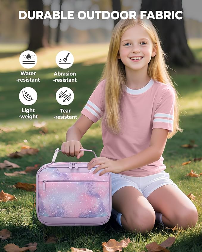 Tuwubi Kids Lunch Bag Insulated Lunch Box for Kids Small Lunch Bag for Boys/Girls Durable Lunchbox for School,Colorful Starry Sky 10-Can(5L)