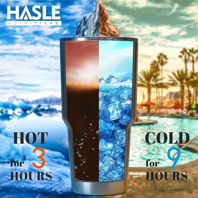 HASLE OUTFITTERS 30oz Stainless Steel Tumbler, Double Wall Vacuum Insulated Travel Mug Tumbler, Durable Insulated Coffee Mug, Gift Box Set (Black, 1)