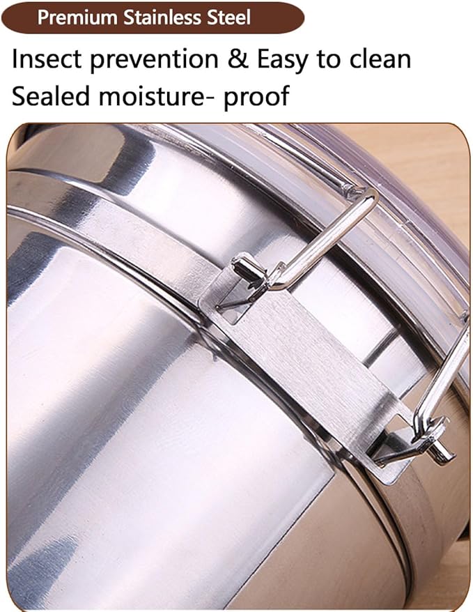 Stainless Steel Food Container with Clear Lids Airtight Container Stackable Small Canisters Kitchen Pantry Storage for Cereal, Snacks, Candy, Herbs, Spices, Sugar, Tea (1.2L Silver)