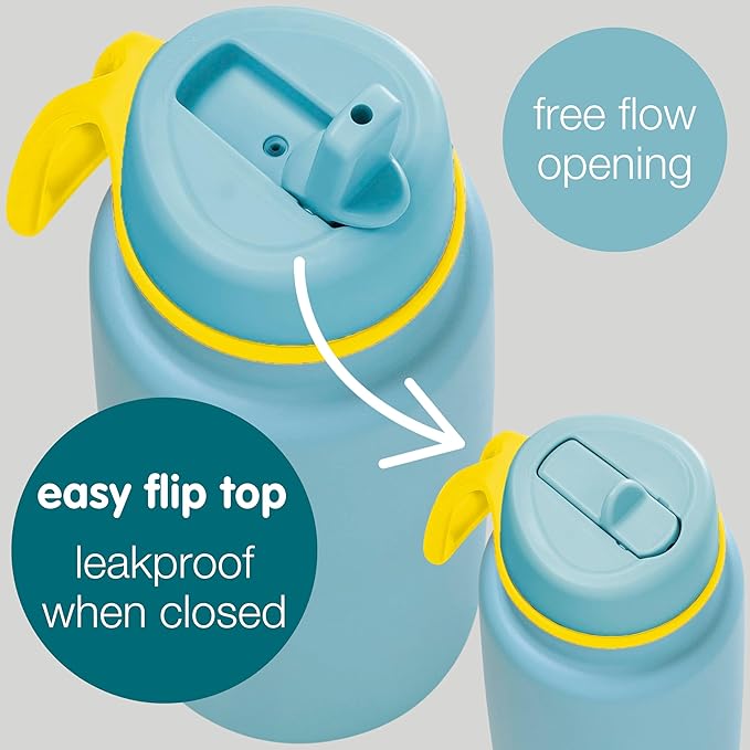 b.box Triple Insulated 34oz Water Bottle w/Stainless Steel Straw. 46 Hours Cold. Leak Proof Tumbler with Lid and Straw for Travel, Gym & School. BPA Free Sports Water Bottles.