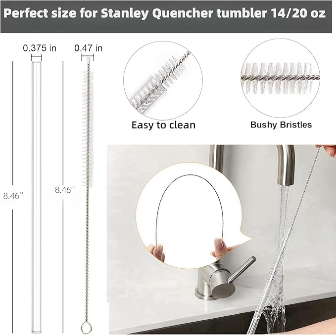 Straw for Stanley Cup 20 14 OZ, Straws Compatible with 20oz 14oz Stanley Cup Accessories, BPA Free Replacement Straws for Stanley Accessories- 6 Reusable Drinking Straws, Clear