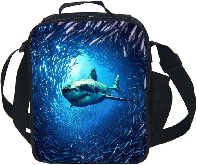 CAIWEI Animal Dinosaur Cat Shark Husky and Dolphin Insulated Lunch Box Cooler Bag (SHARK 1)