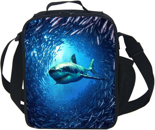 CAIWEI Animal Dinosaur Cat Shark Husky and Dolphin Insulated Lunch Box Cooler Bag (SHARK 1)
