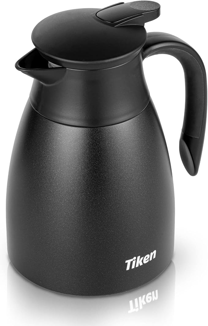 Tiken 34 Oz Thermal Coffee Carafe, Stainless Steel Insulated Vacuum Coffee Carafes For Keeping Hot, 1 Liter Beverage Dispenser (Starry Black)