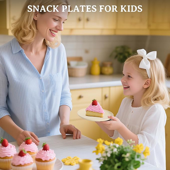 Wrova 5.5 Inches Handy Appetizer Plates Set of 8 - Small Wheat Straw Plates for Dessert - Unbreakable Sidedishes Plate Sets for Kitchen and Party Beige Series