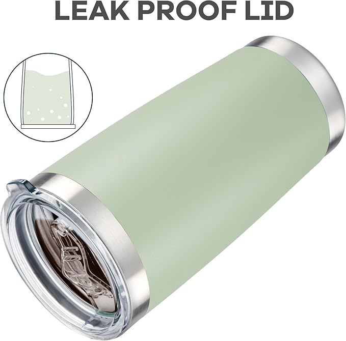 20 oz Tumbler with Lid Stainless Steel Double Wall Vacuum Insulated Tumblers Powder Coated Cups Travel Mug Keep Drinks Cold and Hot, Sagebrush Green