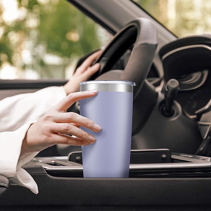 20 oz Tumbler with Lid Stainless Steel Insulated Tumblers Bulk Double Wall Vacuum Cups Powder Coated Travel Mug Keep Drink Cold and Hot, Cosmic Lilac, 8 Pack
