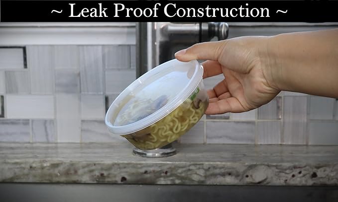 Zekii EXTRA THICK Deli Containers with Lids, Soup Containers w/Lids Airtight, 48Sets 8oz, Disposable, BPA Free, Takeout soup Cups, Meal Prep, Food Storage w/Measurements