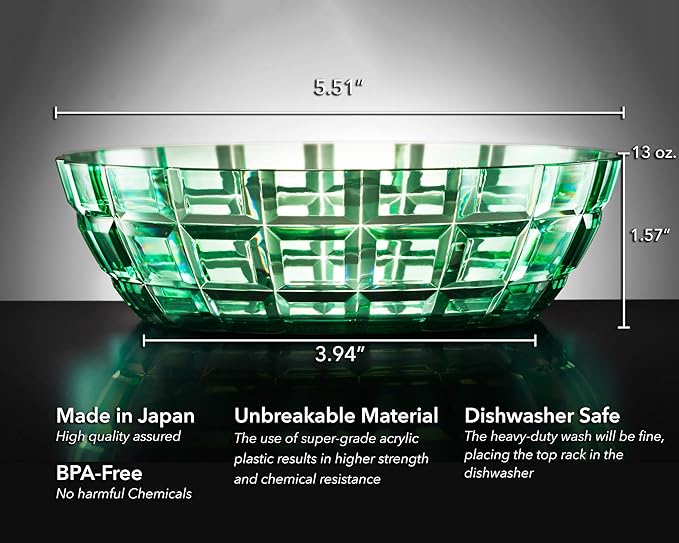 SCANDINOVIA - 13oz Unbreakable Premium Bowls Set Of 6 - Made in Japan - Super Grade Acrylic Plastic - Perfect for Gifts - Dishwasher Safe - Serving Ice Cream Candy Cereal Cereal Popcorn Salad Reusable