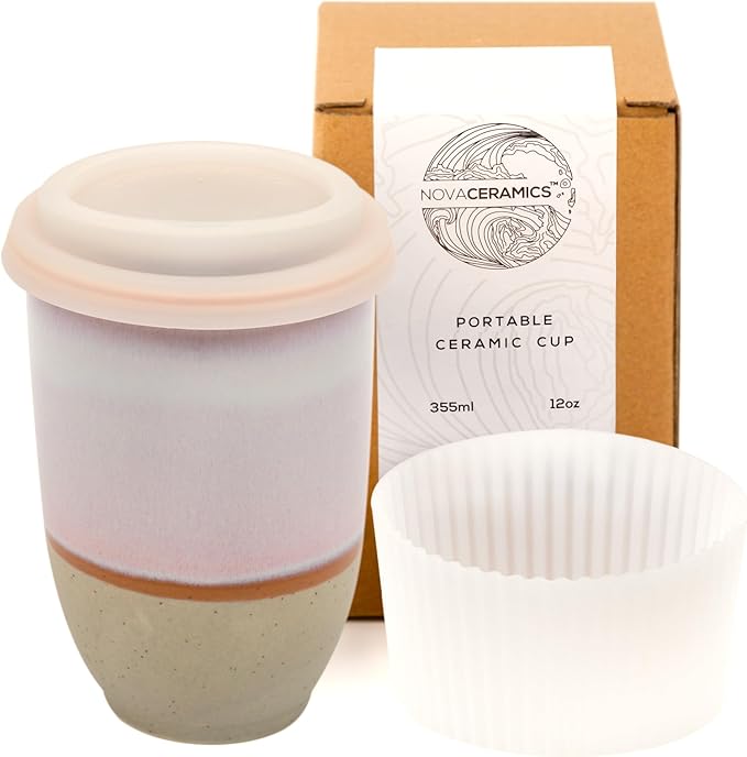 Travel Mug – Portable Coffee Tumbler – Unique to Go Mug – Microwave & Dishwasher Safe Purple Coffee Tumbler - Gifts for Women Men Him Her – 12oz – Horizon