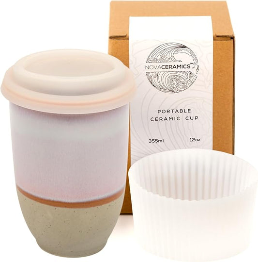 Travel Mug – Portable Coffee Tumbler – Unique to Go Mug – Microwave & Dishwasher Safe Purple Coffee Tumbler - Gifts for Women Men Him Her – 12oz – Horizon