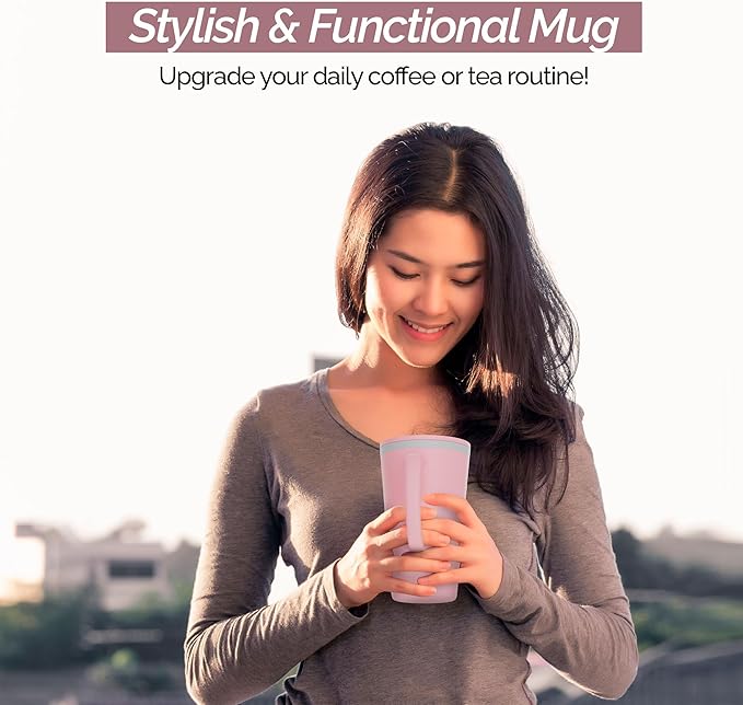 Copco Cone 16oz Insulated Travel Mug with Handle, Double Wall, Slide-Closure Lid, BPA-Free, Microwave & Dishwasher Safe, Reusable Plastic Travel Coffee Tumbler - Portable Coffee Cup (Pink)