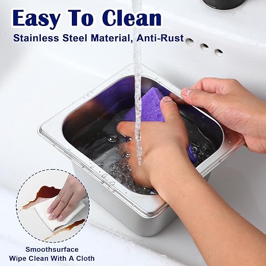 4 Pack Hotel Pans Stainless Steel 1/6 Size 4 Inch Deep Steam Table Pan with Lids, Stackable Commercial Anti-Jam Steam Pans Food Storage Containers for Home, Restaurant, Party, Hotel, Buffet