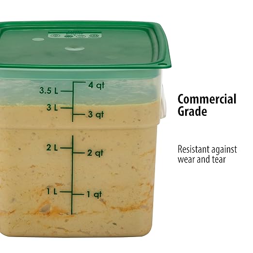Cambro Food Storage Containers with Lids (Microwave Safe and BPA-Free) - 4 QT (Quart) Square Food Storage Container with Lid (2 Pack)