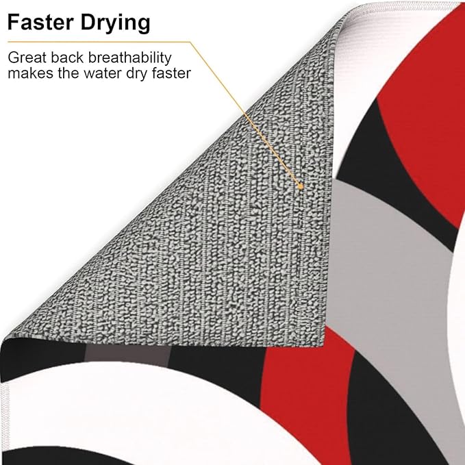 Red Black White and Grey Swirl Microfiber Dish Drying Mats, Absorbent Modern Decorative Kitchen Counter Mat, 16 x 18 inch, Polyester, Washable, Reusable, Foldable, for Dishes Utensils Small Appliances
