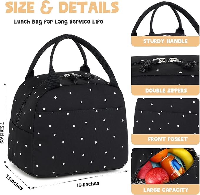 Bluboon Lunch Bag for Women Men Cute Lunch Tote Bags Reusable Insulated Lunch Box Large Capacity Reusable Insulated Cooler for Work Picnic or Travel