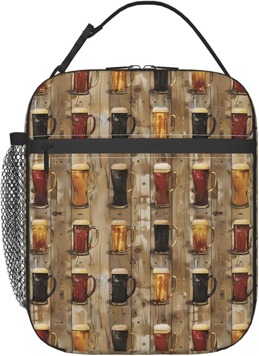 Beer Mugs Lunch Box for Women Men, Insulated Lunch Box, Reusable Lunch Bag for Office, Work, Picnic, Travel